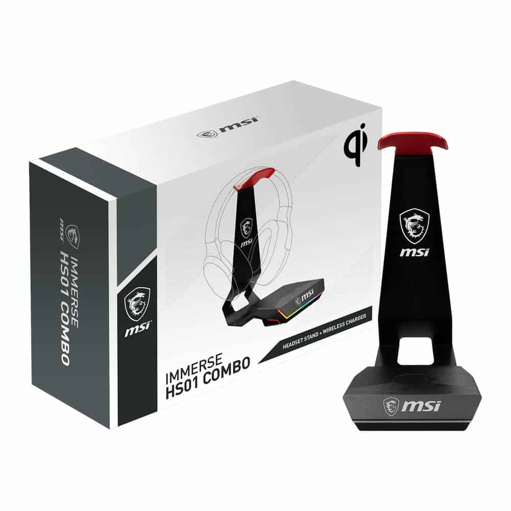 (image for) MSI IMMERSE HS01 COMBO Black/Red Headset Stand & Wireless Charger